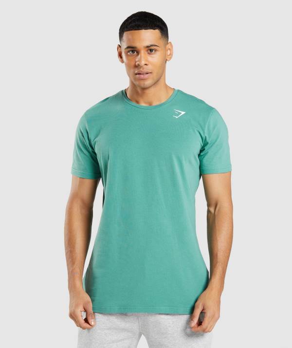 Panske Tricka Gymshark Essential Tmavo Zelene Zelene | JX9017462